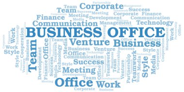 Business Office kelime bulutu. Yalnızca metinle yapılan kolaj.