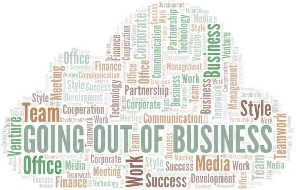 Uit Business word cloud gaan. Collage gemaakt met alleen tekst. — Stockvector