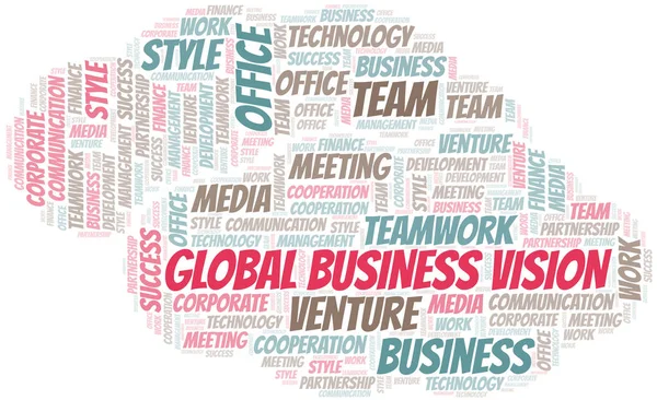 Global Business Vision Word Cloud. Collage nur mit Text. — Stockvektor