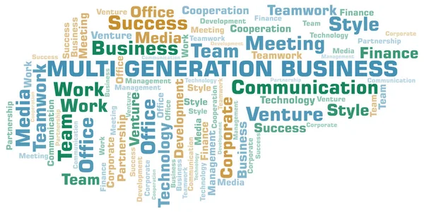 Mehrgenerationen-Business-Word-Cloud. Collage nur mit Text. — Stockvektor