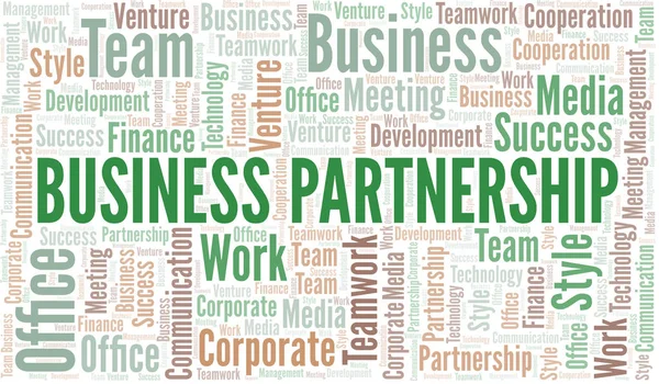 Üzleti partnerség szófelhő. Csak szövegből készült kollázs. — Stock Vector