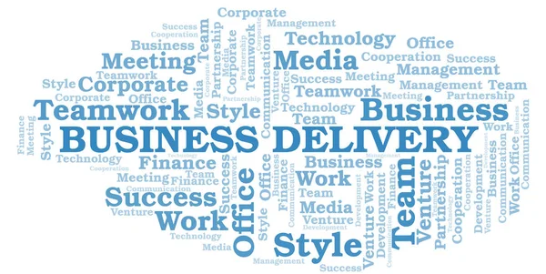 Business Delivery Word Cloud. Collage nur mit Text. — Stockvektor
