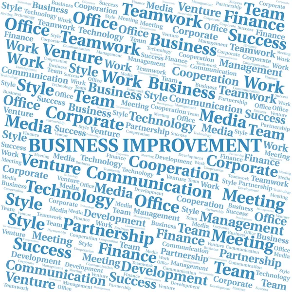 Business Improvement word cloud (en inglés). Collage hecho solo con texto . — Vector de stock