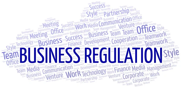 Business Regulation Word Cloud. Collage gemaakt met alleen tekst. — Stockvector