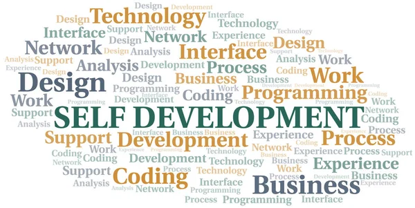 Self Development słowo chmura. Wordcloud wykonane tylko z tekstem. — Wektor stockowy