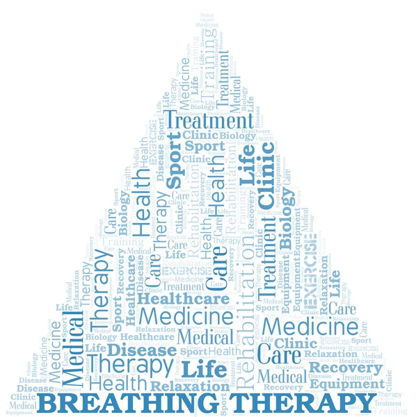 Breathing Therapy word cloud. Wordcloud made with text only. — Stock Vector