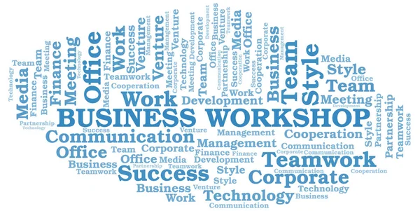 Business Workshop word cloud. Collage realizzato solo con testo . — Vettoriale Stock