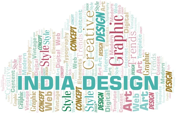 India Desain Awan kata. Wordcloud yang dibuat dengan teks saja . - Stok Vektor