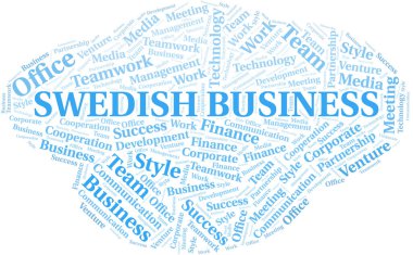 İsveç İş kelime bulut. Yalnızca metinle yapılan kolaj.