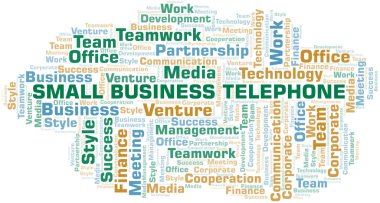 Küçük İşletme Telefon kelime bulut. Yalnızca metinle yapılan kolaj.