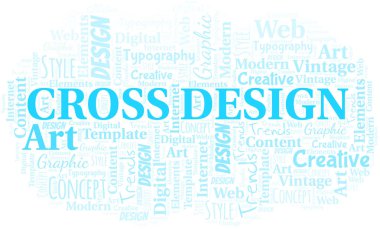 Çapraz tasarım kelime bulutu. Yalnızca metin ile yapılan wordcloud.