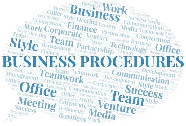 Business Procedures nuvem de palavras. Colagem feita apenas com texto . —  Vetores de Stock