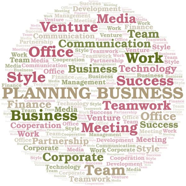 Planning Business word cloud. Collage made with text only. — Stock Vector