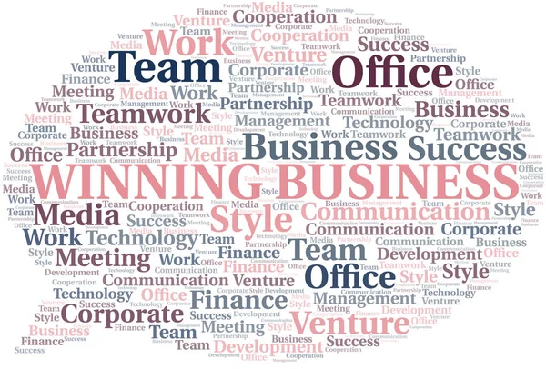 Gewinnende Business-Word-Cloud. Collage nur mit Text. — Stockvektor