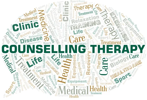 Counselling Therapy word cloud. Wordcloud made with text only. — Stock Vector