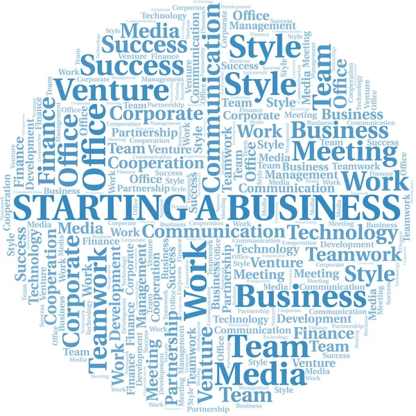 Starting A Business word cloud. Collage made with text only. — Stock Vector