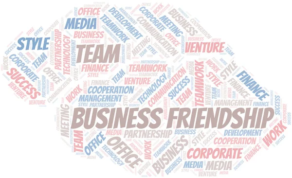 Üzleti barátság szófelhő. Csak szövegből készült kollázs. — Stock Vector