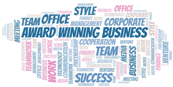 Preisgekrönte Business-Word-Cloud. Collage nur mit Text. — Stockvektor