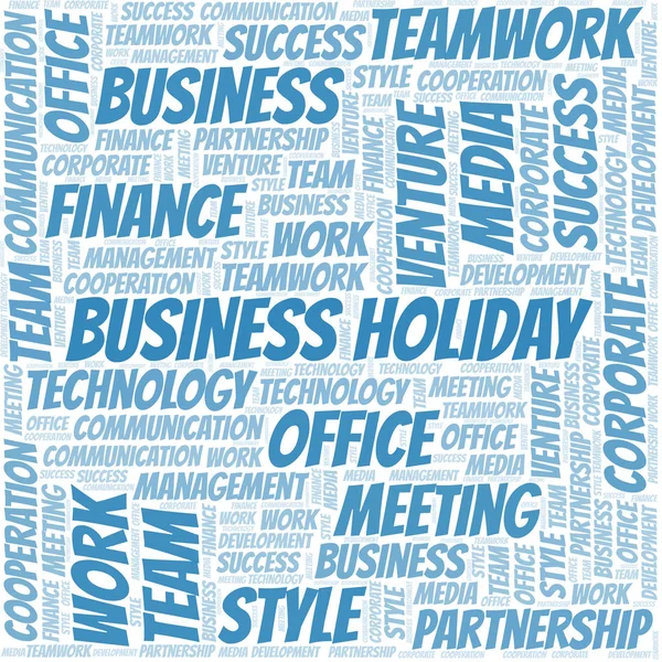 Business Holiday word cloud. Collage made with text only. — Stock Vector