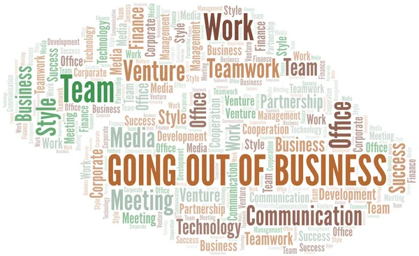 Uit Business word cloud gaan. Collage gemaakt met alleen tekst. — Stockvector