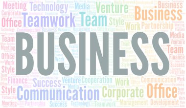 İş kelime bulutu. Sadece metin ile yapılan kolaj.