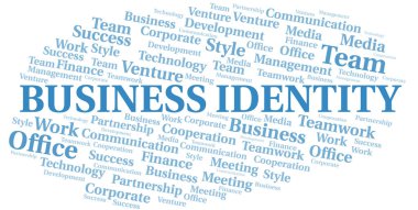 İş Kimliği kelime bulut. Yalnızca metinle yapılan kolaj.