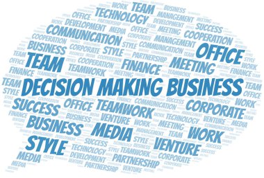 Karar Verme İş kelime bulut. Yalnızca metinle yapılan kolaj.