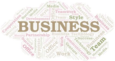 İş kelime bulutu. Sadece metin ile yapılan kolaj.