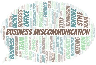 İş Yanlış İletişim kelime bulut. Yalnızca metinle yapılan kolaj.