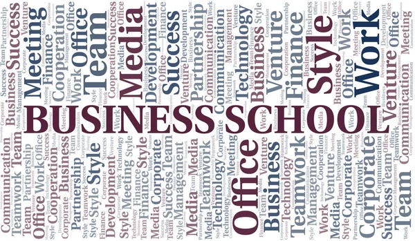 Business School word cloud. Collage made with text only.