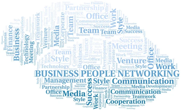 Business People Networking word cloud. Collage realizzato solo con testo . — Vettoriale Stock