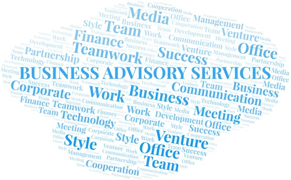 Program Business Advisory Services-shluk. Koláž provedená pouze s textem. — Stockový vektor