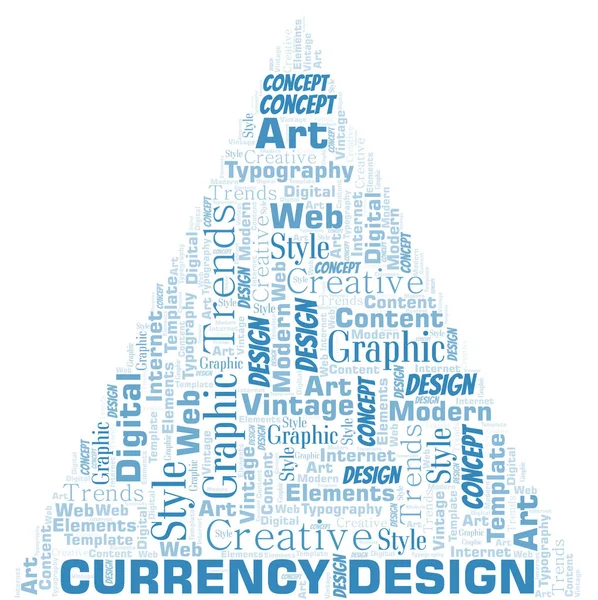 Para birimi tasarımı kelime bulutu. Yalnızca metin ile yapılan wordcloud. — Stok Vektör