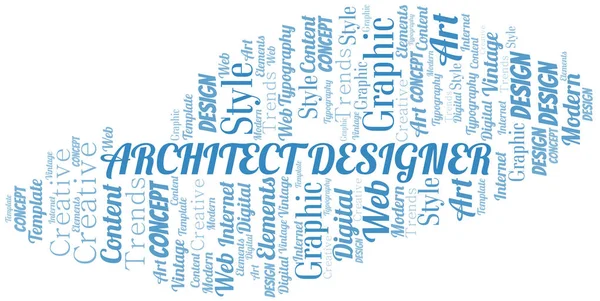 Arquitecto Diseñador palabra nube. Wordcloud hecho solo con texto . — Vector de stock