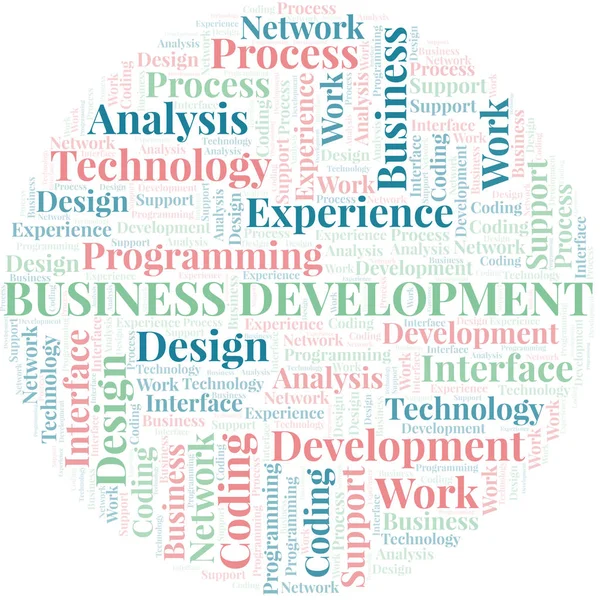 Business Development word cloud. Wordcloud fait avec du texte seulement . — Image vectorielle