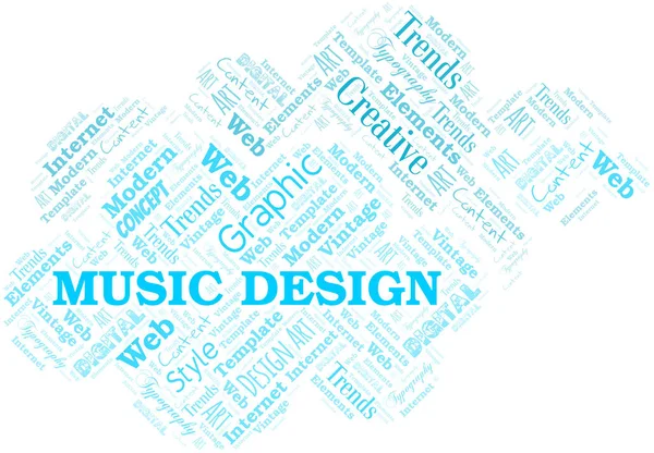 Design de música nuvem de palavras. Wordcloud feito apenas com texto . —  Vetores de Stock