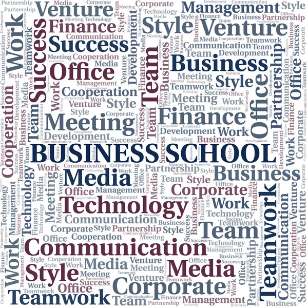 Business School Ordmoln. Collage gjort med endast text. — Stock vektor