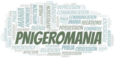 Pnigeromania kelime bulut. Yalnızca metinle yapılan mani türü.