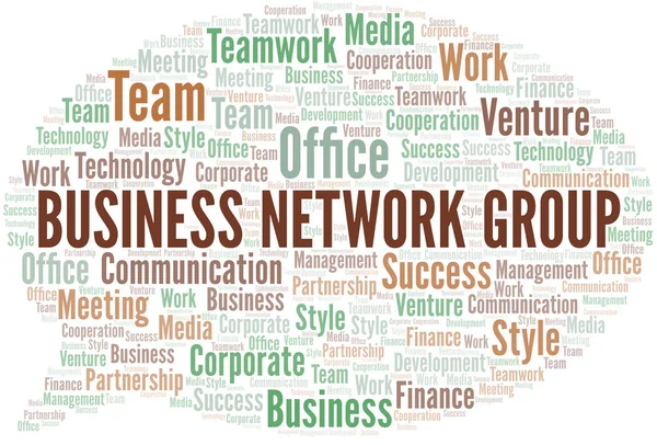 Business Network Group Word Cloud. Collage gemaakt met alleen tekst. — Stockvector