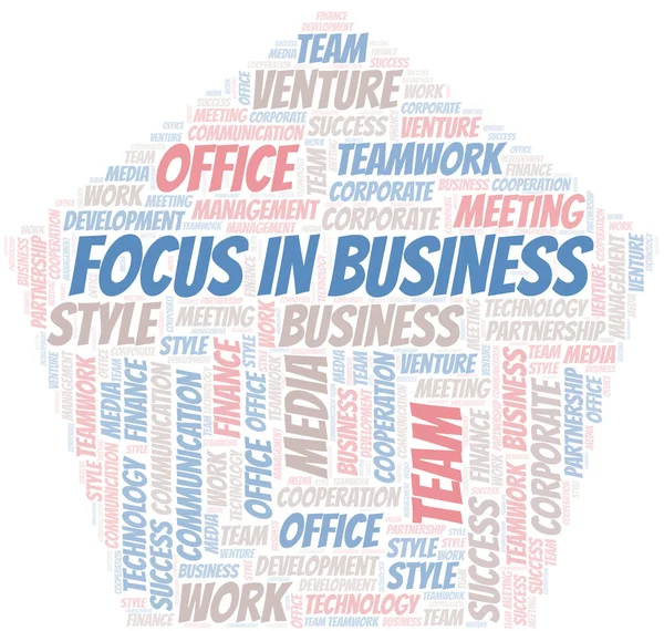 Focus In Business word cloud. Collage made with text only. — Stock Vector