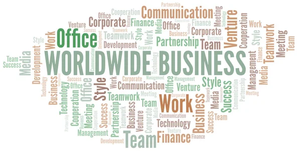 Wereldwijde Business Word Cloud. Collage gemaakt met alleen tekst. — Stockvector