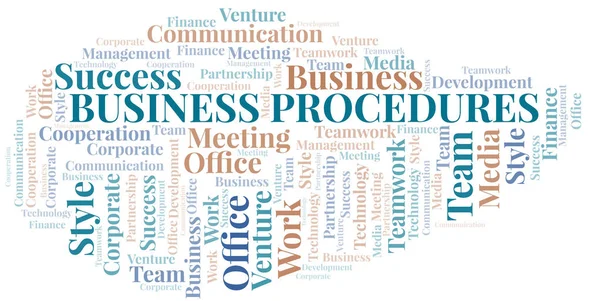 Επιχειρηματικές διαδικασίες σύννεφο λέξη. Κολάζ φτιαγμένο μόνο με κείμενο. — Διανυσματικό Αρχείο