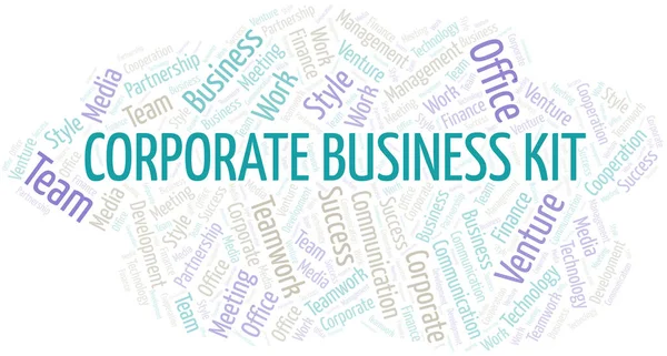 Corporate Business Kit word cloud. Collage made with text only. — Stock Vector