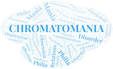 Kromatomani kelime bulutu. Yalnızca metinle yapılan mani türü.