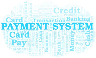 Ödeme Sistemi kelime bulut. Yalnızca metinle yapılan vektör.