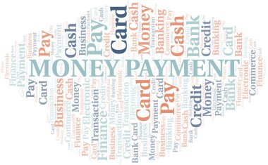 Para Ödeme kelime bulut. Yalnızca metinle yapılan vektör.