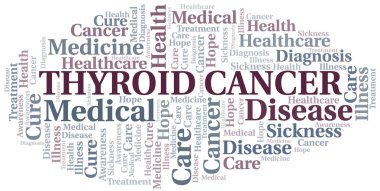 Tiroid Kanseri kelime bulut. Yalnızca metinle yapılan vektör.