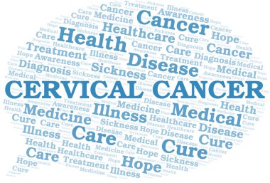 Rahim Ağzı Kanseri kelime bulutu. Yalnızca metinle yapılan vektör.