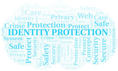 Kimlik Koruma kelime bulut. Yalnızca metinle yapılan Wordcloud.