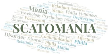 Scatomania kelime bulutu. Yalnızca metinle yapılan mani türü.